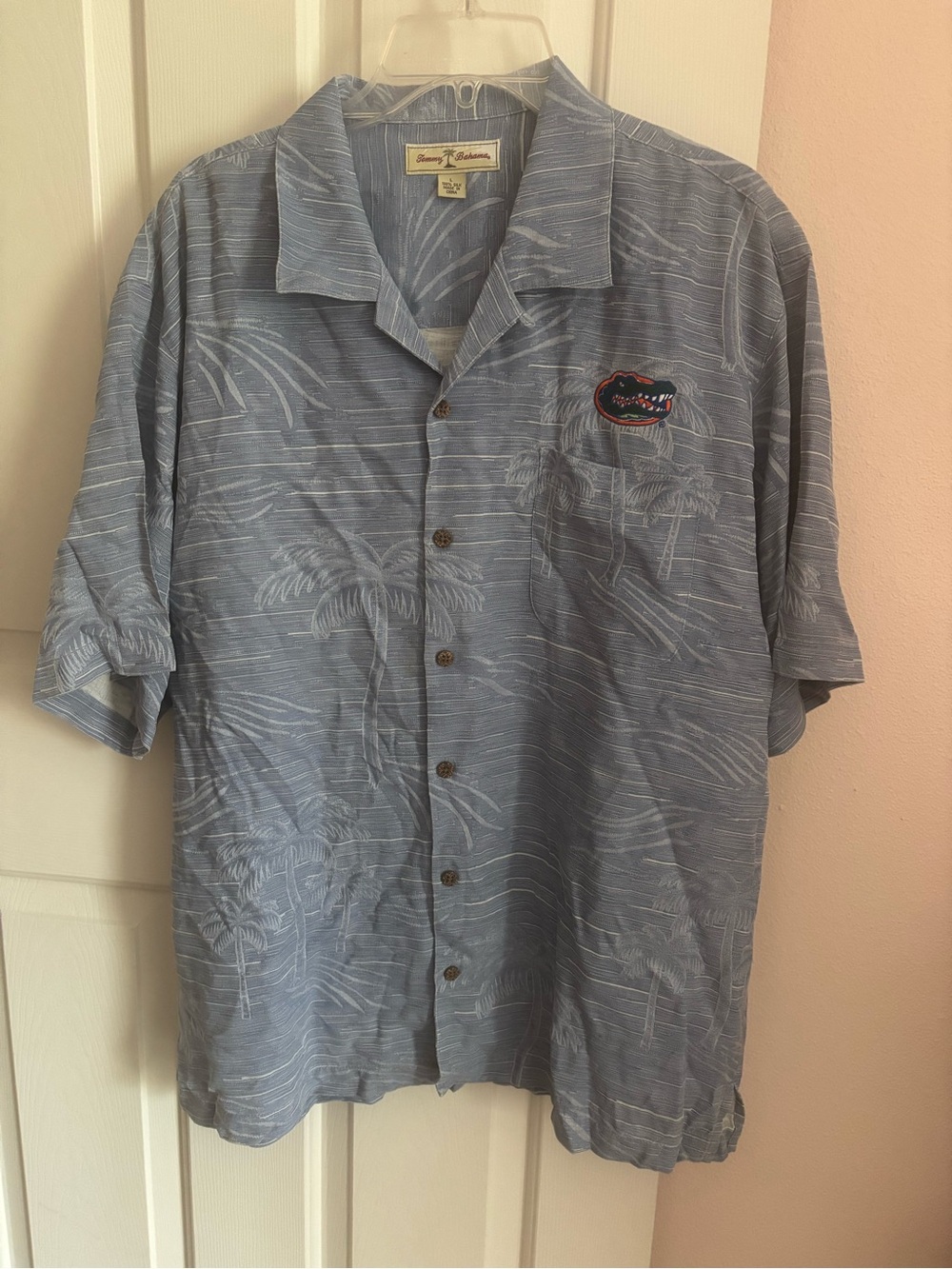 Tommy Bahama florida gators embroidered button down 100% silk - lrg